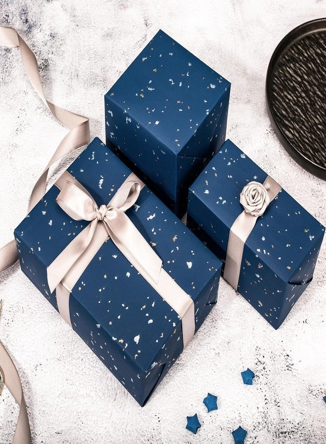 MAYPLUSS Thick Wrapping Paper Roll - 17Inch x 16.5Feet - Masculine Black Gold Shiny Flakes on Matte Dark Navy Blue Heavy Gift Wrap Paper w/Silky Touch for Father's Day, Birthday, Holiday, Christmas - Image 3